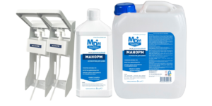 6989346871_aktsiya-antiseptik-manorm Акція: Антисептик Манорм 1 л + Манорм 5 л + 2 Ліктьових дозатора